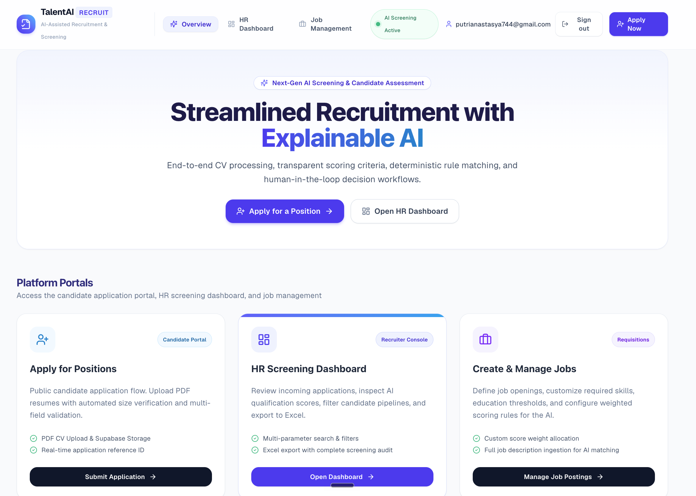 TalentAI candidate screening and recruitment assessment platform